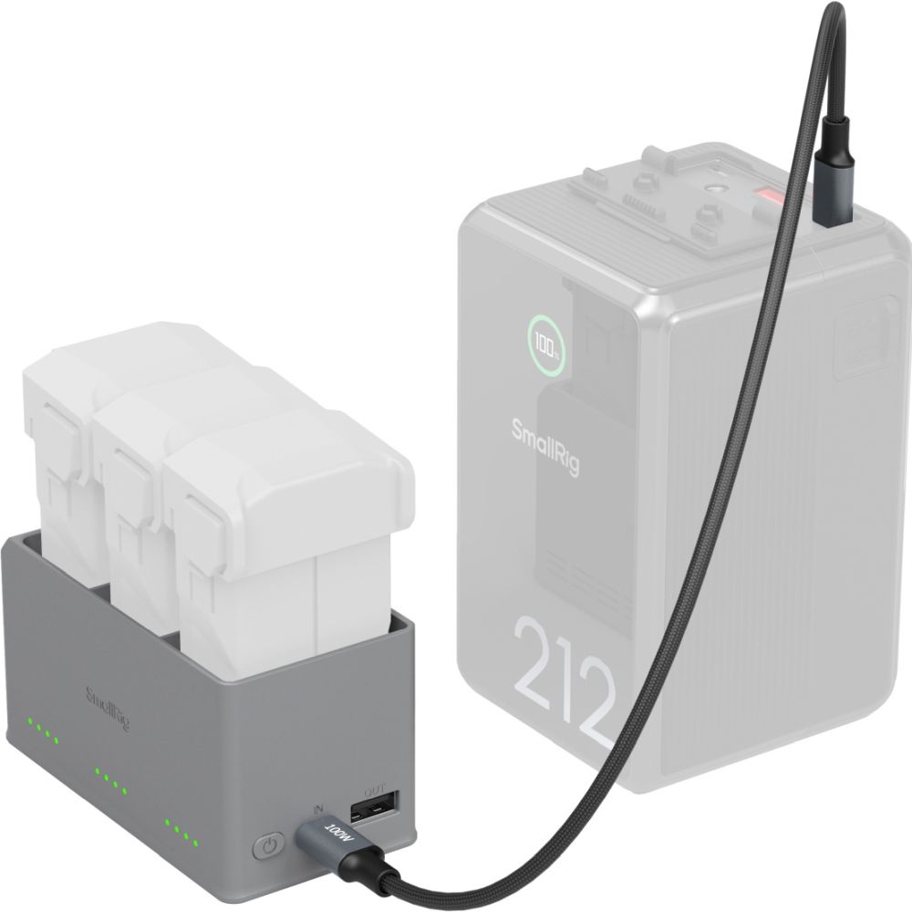 SmallRig 6502 Cargador de batería de 100 W para DJI Mini 5 / 4 / 3 Pro