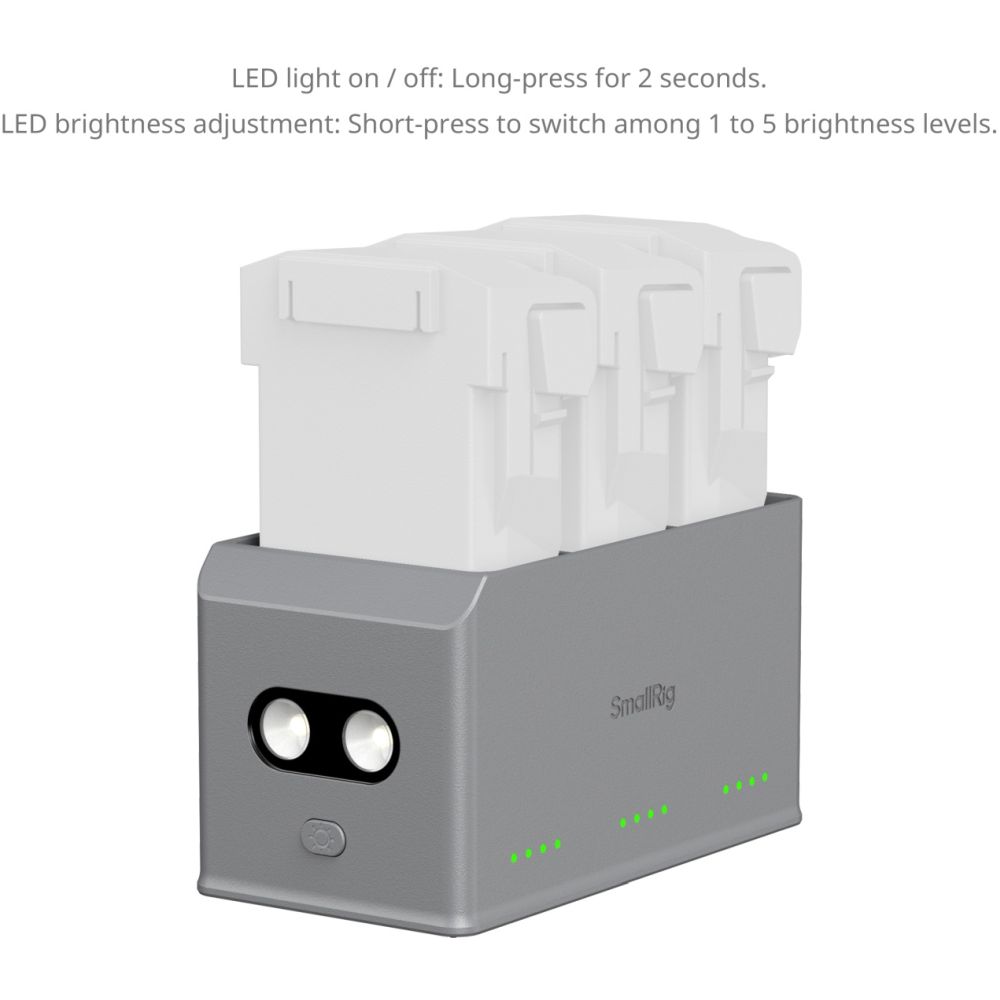 SmallRig 6502 Cargador de batería de 100 W para DJI Mini 5 / 4 / 3 Pro