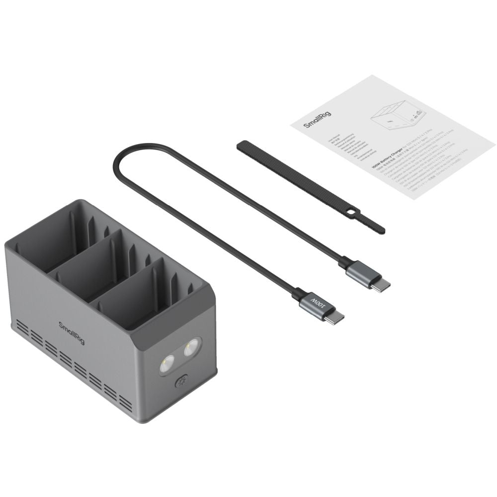 SmallRig 6502 Cargador de batería de 100 W para DJI Mini 5 / 4 / 3 Pro