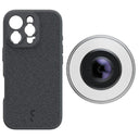 ShiftCam iPhone 16 Pro case Dark Grey Fabric + LensUltra 10x macro smartphone Objektiv
