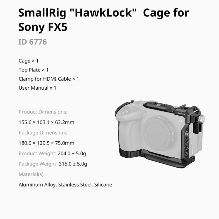 SmallRig 6776 "HawkLock" Jaula para Sony FX5