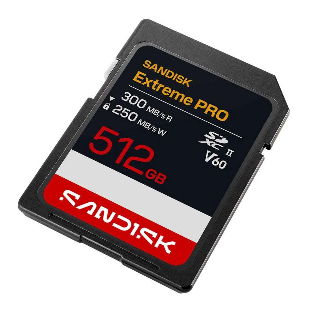 SanDisk 512 GB SDXC Extreme PRO R300MB/s W250MB/s UHS-II V60 U3 C10 6K Sp.karte
