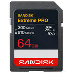 SanDisk 64 GB SDXC Extreme PRO R300MB/s W210MB/s UHS-II V60 U3 C10 6K Sp.karte