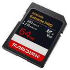 SanDisk 64 GB SDXC Extreme PRO R300MB/s W210MB/s UHS-II V60 U3 C10 6K Sp.karte