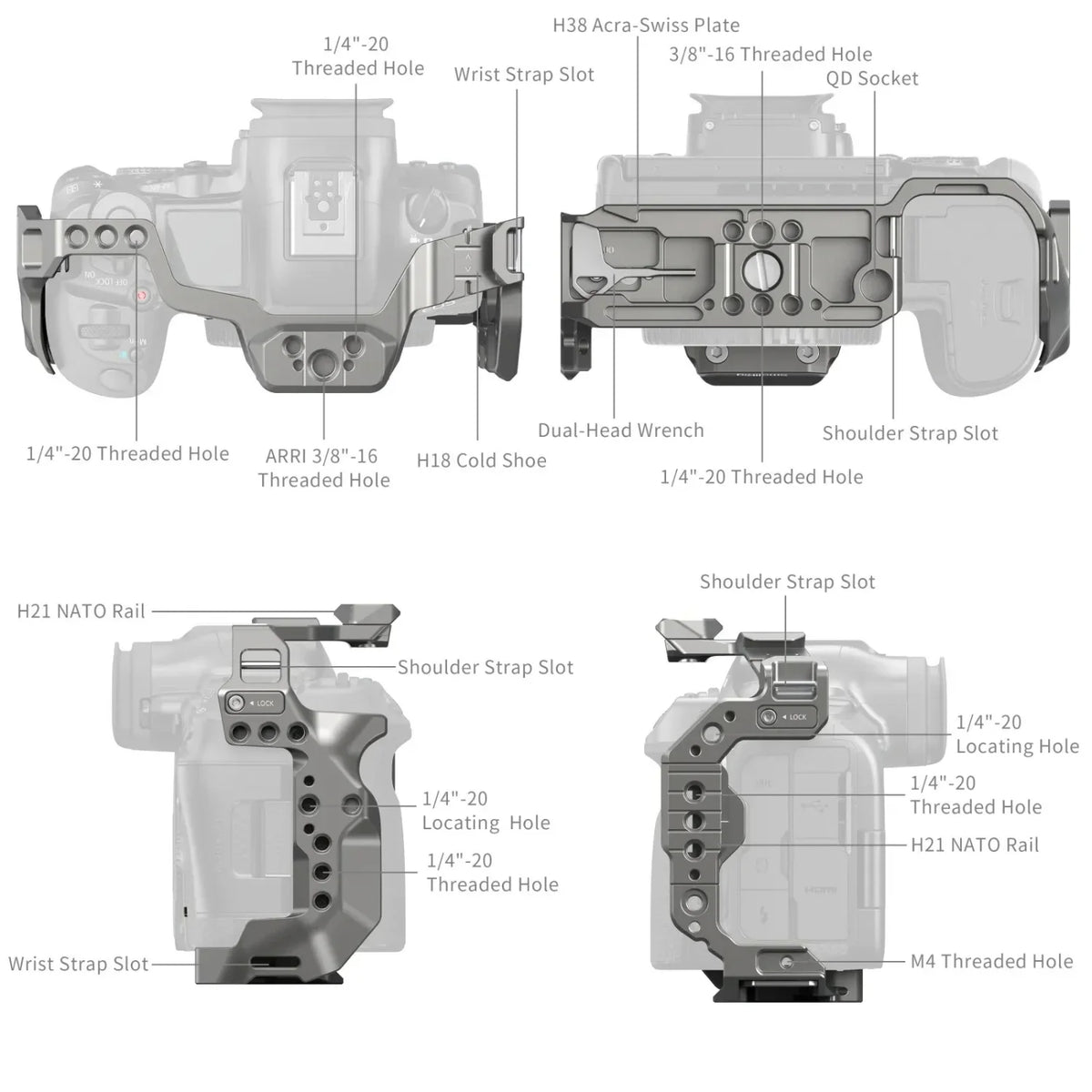 SmallRig 4977B HawkLock Liberación rápida Jaula para Canon EOS R5 Mark II
