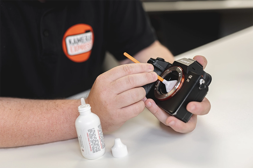 Professional sensor cleaning service at Kamera Express